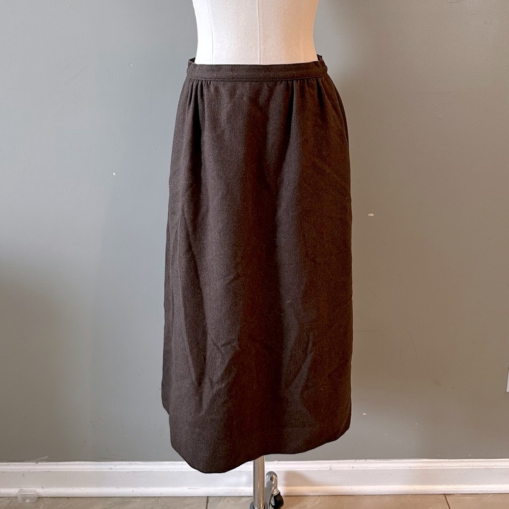 Vintage Pendleton Size Small Dark Brown Wool Skirt Dark Academia